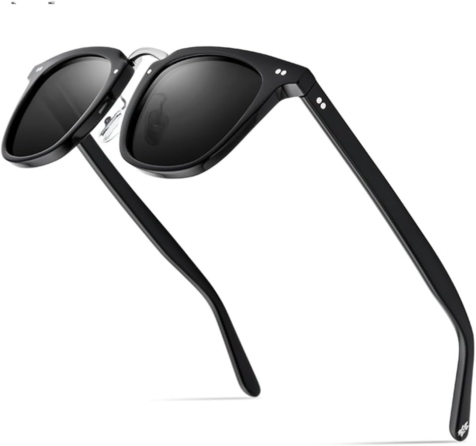 

Солнцезащитные очки из ацетата с поляризацией для женщин, солнцезащитные очки в стиле ретро-винтаж, квадратные, с защитой от УФ-излучения UV400 для мужчин generic, Black Gray