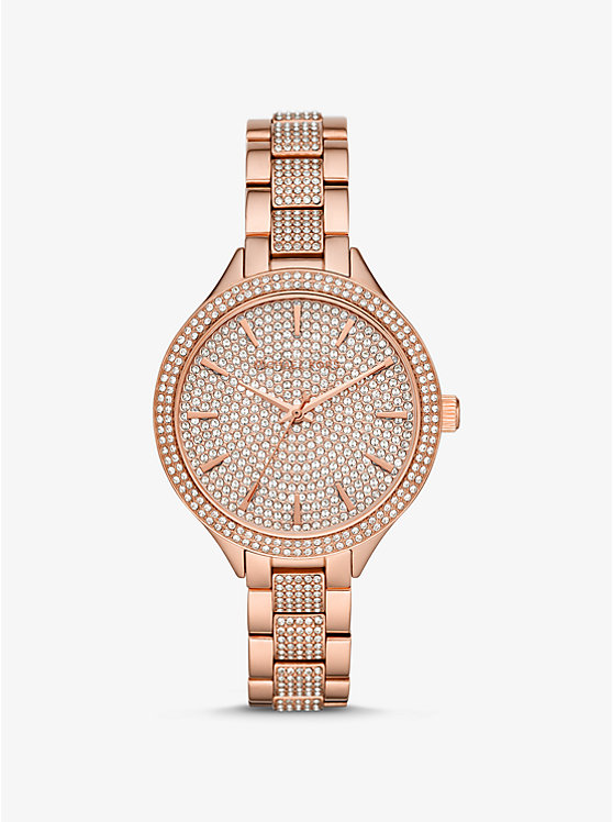 

Часы цвета розового золота с паве Michael Kors, золотой