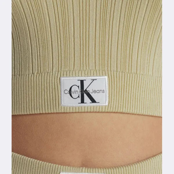 Укороченный топ Calvin Klein, зеленый — фото 4
