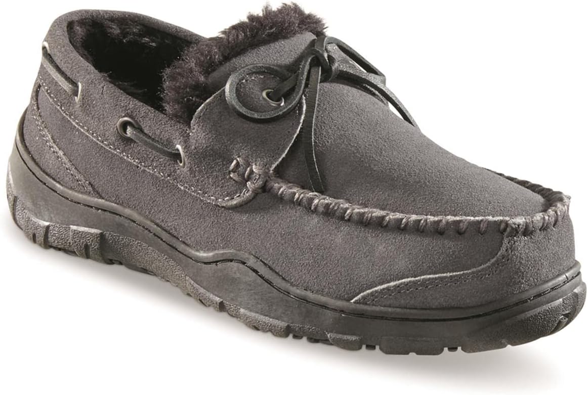 

Мокасины из замшевой кожи Guide Gear для мужчин, домашние тапочки для спальни, обувь для дома и улицы, Gunmetal