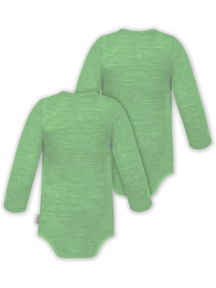 Normani Outdoor Sports Комплект из двух детских бодиков (двойня) из мериносовой шерсти, зеленого цвета — фото 2