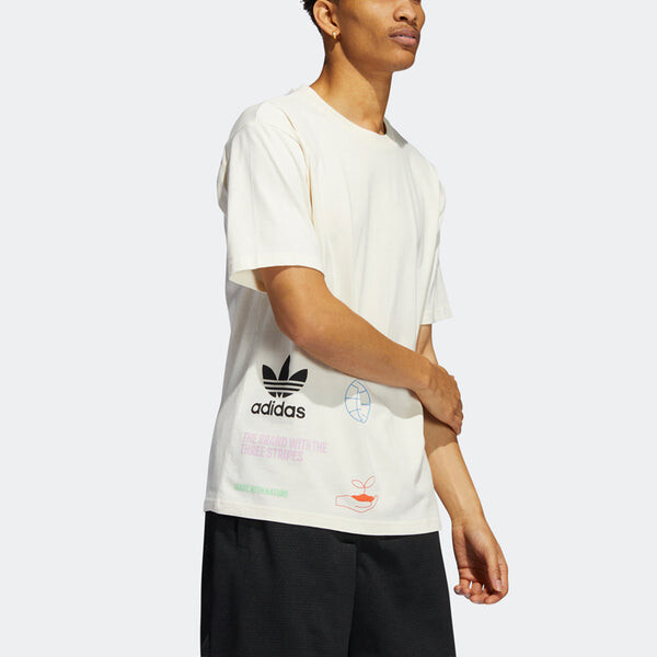 Футболка Adidas Made with Nature Multi Logo Tee 'Ivory White', мультиколор — фото 4