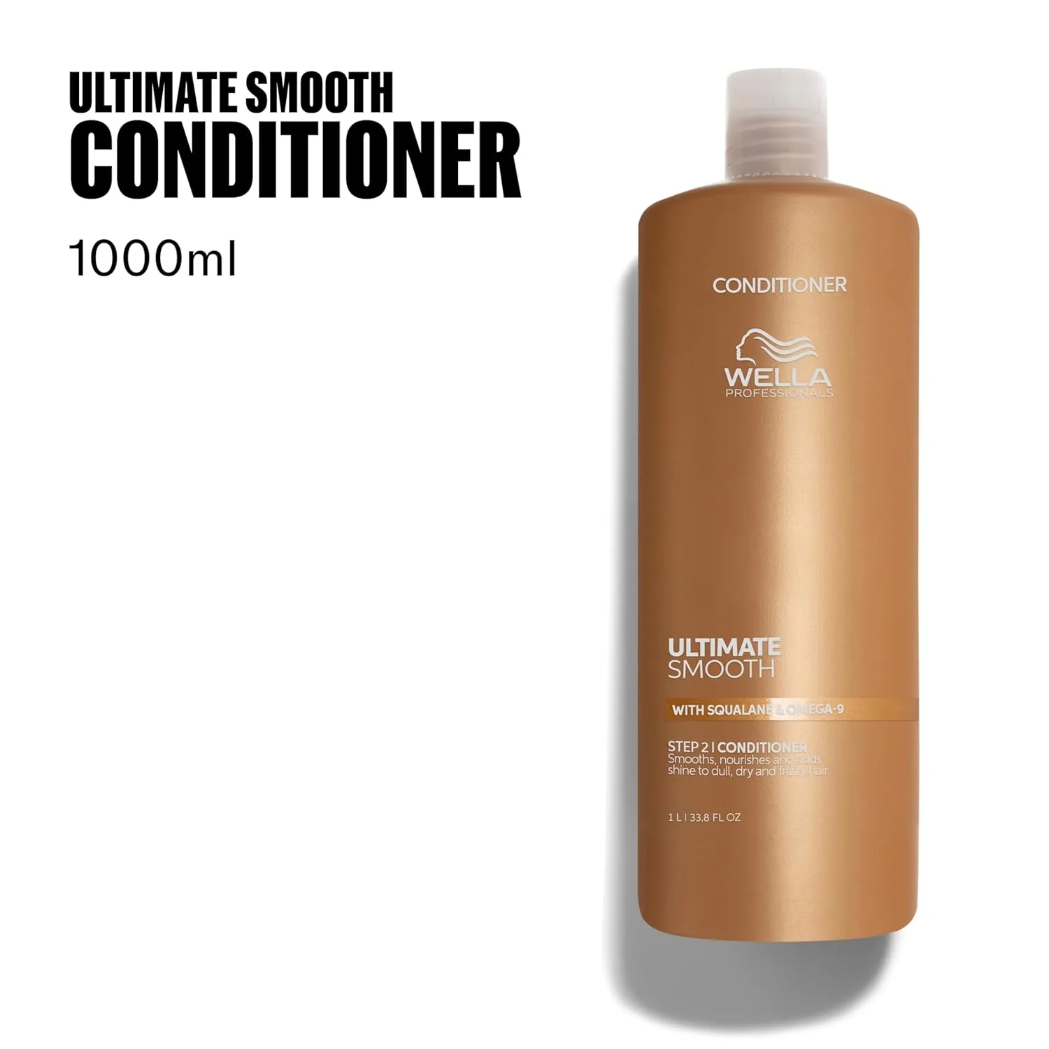 Кондиционер Wella Professionals ULTIMATE SMOOTH | Средство для сухих, вьющихся волос | Питает, разглаживает и придает шелковистый блеск | Содержит сквалан и омега-9 | Безопасен для окрашенных волос 1000 мл (.) — фото 2