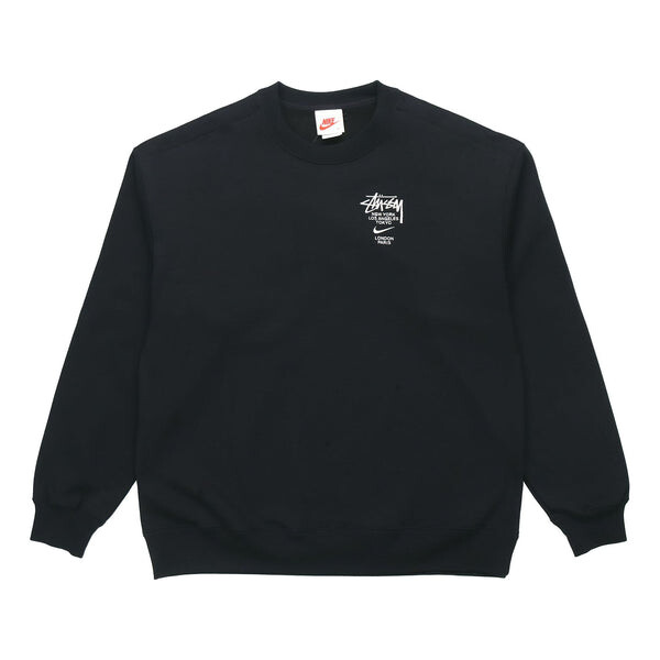 

Толстовка Stussy x Nike Crossover Embroidered Alphabet Logo Loose Pullover Round Neck Fleece Lined Unisex Asia Edition Black, черный