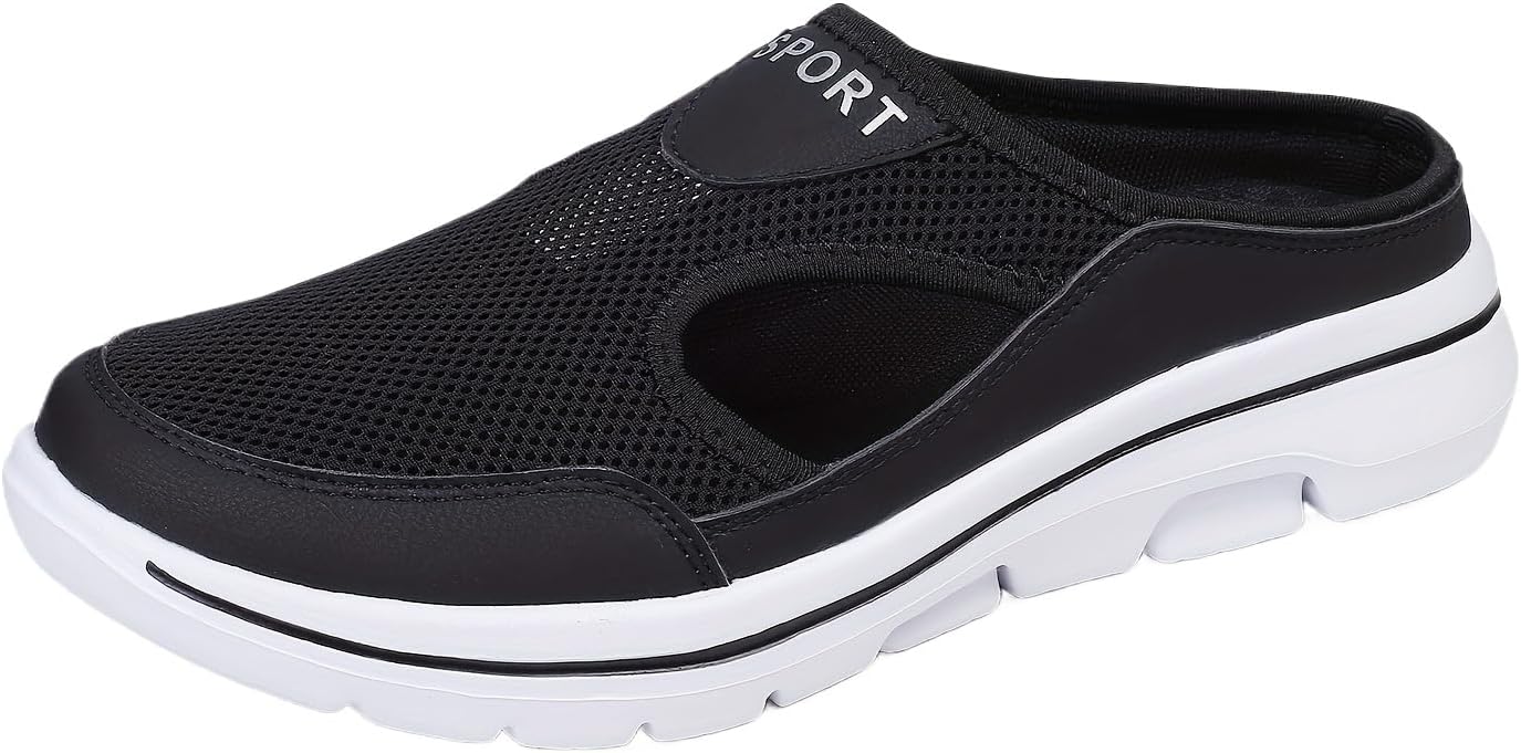 

Мюли для мужчин, кроссовки слипоны, вязаные балетки, легкие, дышащие, удобные обувь для ходьбы Dikermoon, белый/черный