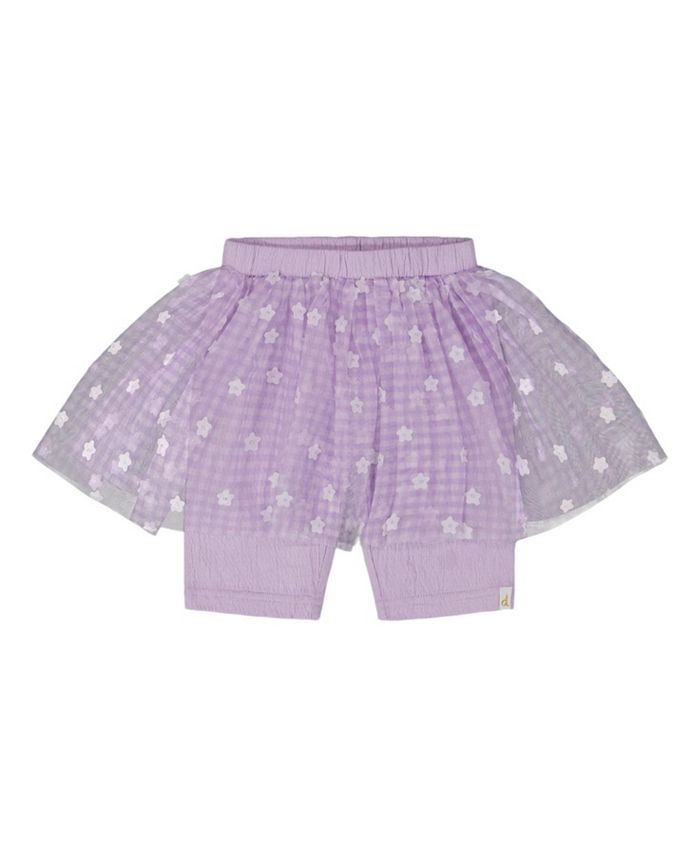 

Детские велосипедные шорты с эффектом "кринкл" и цветочной сетчатой юбкой - для девочек старшего возраста Deux par Deux, фиолетовый