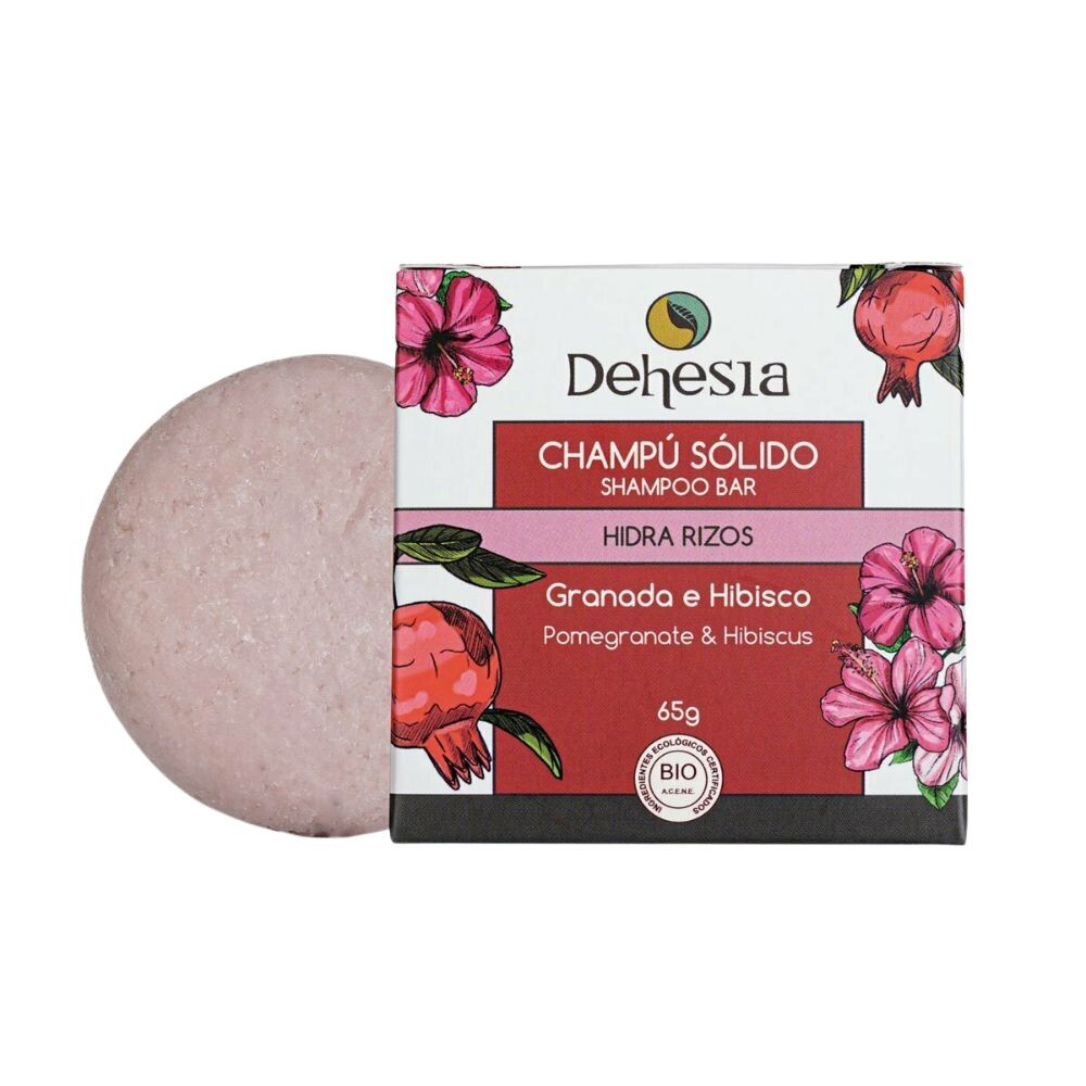 

Твердый шампунь Champú Sólido Hidra Rizos Con Granada E Hibisco Dehesia Cosmética Econatural, 65 гр