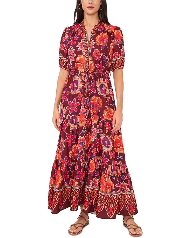 

Платье Vince Camuto Collared Short Puff Sleeve Button, цвет Brown Multi