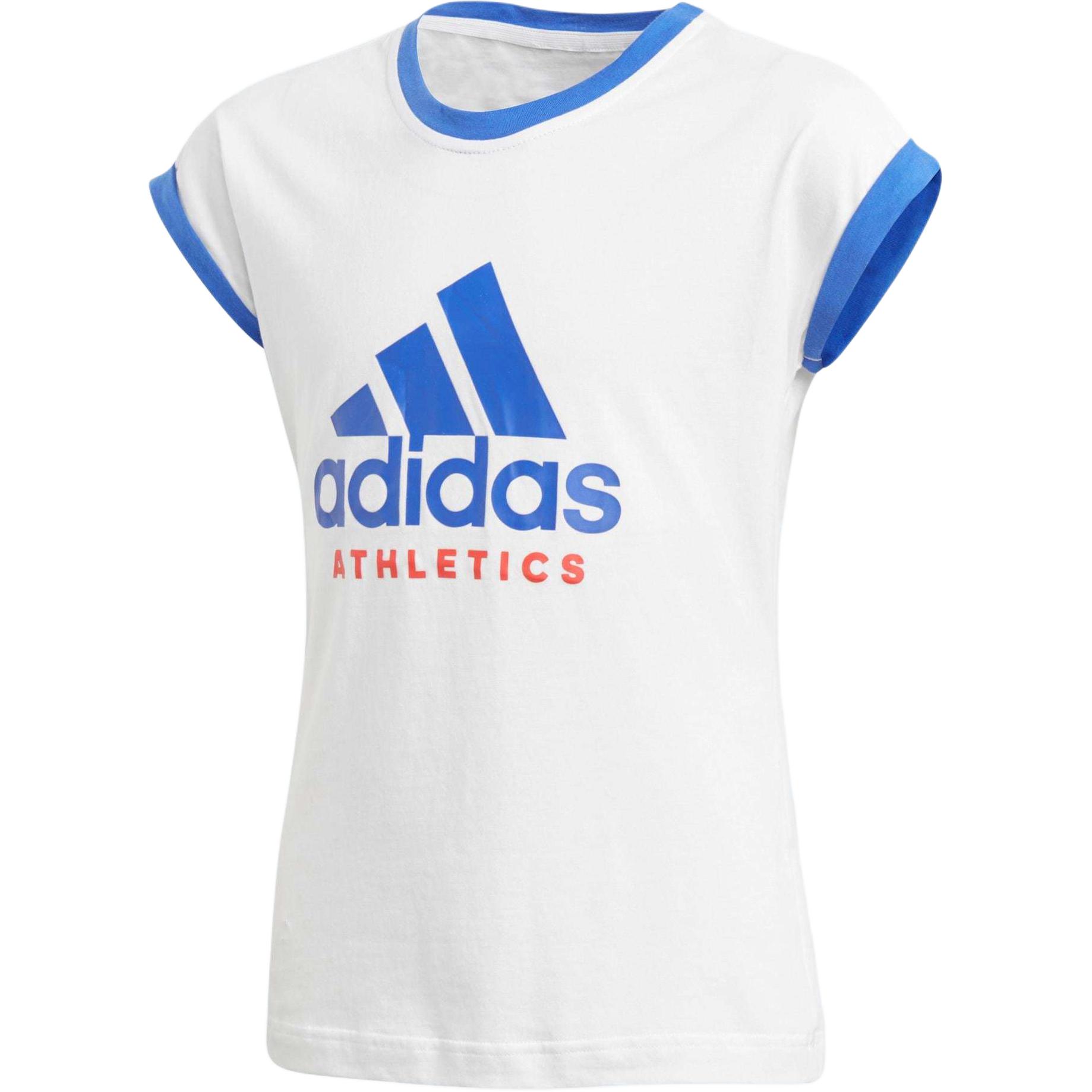 Футболка спортивная бело-голубая для подростков Adidas — фото 2