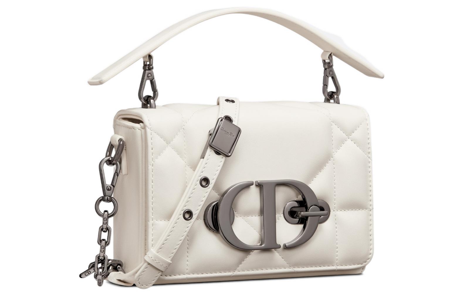 DIOR Сумка-коробка из овчины Монсун Наплечная Сумка Через плечо Женская Белая — фото 2