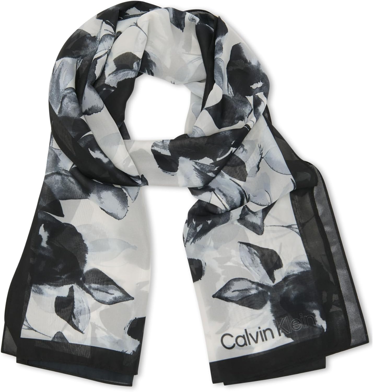 

Легкий шифоновый шарф-халат Calvin Klein с цветочным принтом, Black