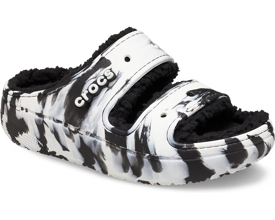 

Сандалии Crocs Classic Cozzzy Sandal, цвет Black/White Marbled