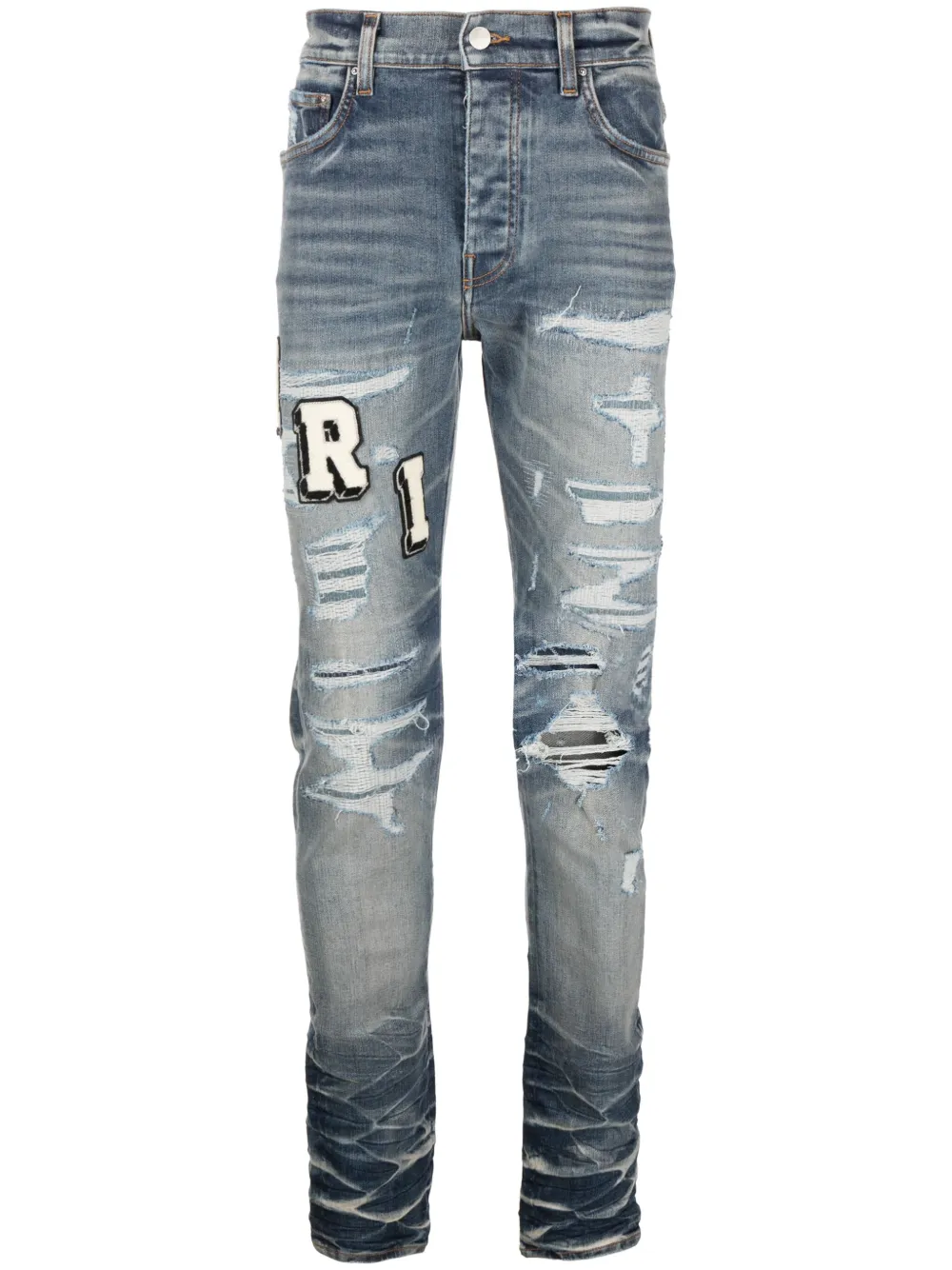 

Джинсы скинни Varsity с прорезями AMIRI, синий