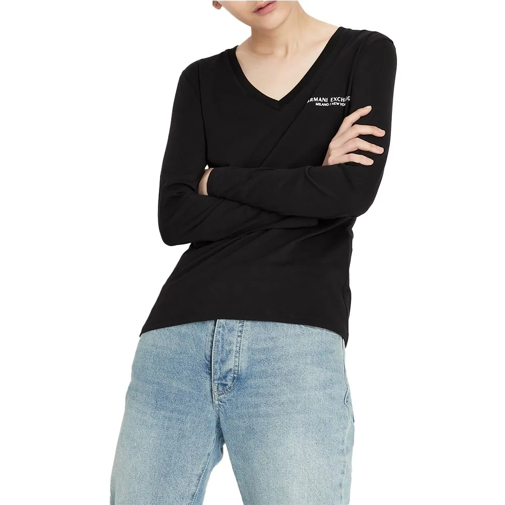

Футболка Armani Exchange 8NYT89_YJG3Z Long Sleeve V Neck T-Shirt, черный