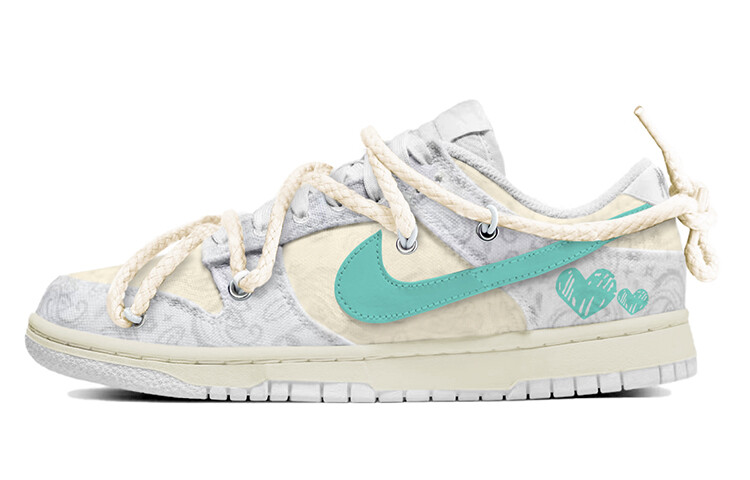 

Кроссовки Nike Dunk Skateboarding Shoes Women's Low-top Beige/Blue, цвет Off White