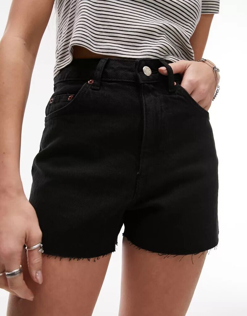 

Черные удобные джинсовые шорты для мам Topshop