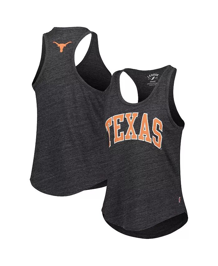 

Женская черная майка-борцовка Texas Longhorns Two-Hit Intramural Tri-Blend с круглым вырезом League Collegiate Wear