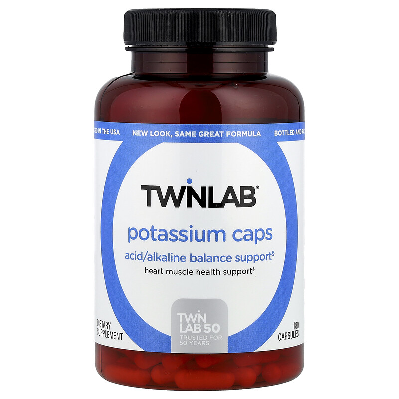 

Twinlab, Калий в капсулах, 99 мг, 180 капсул