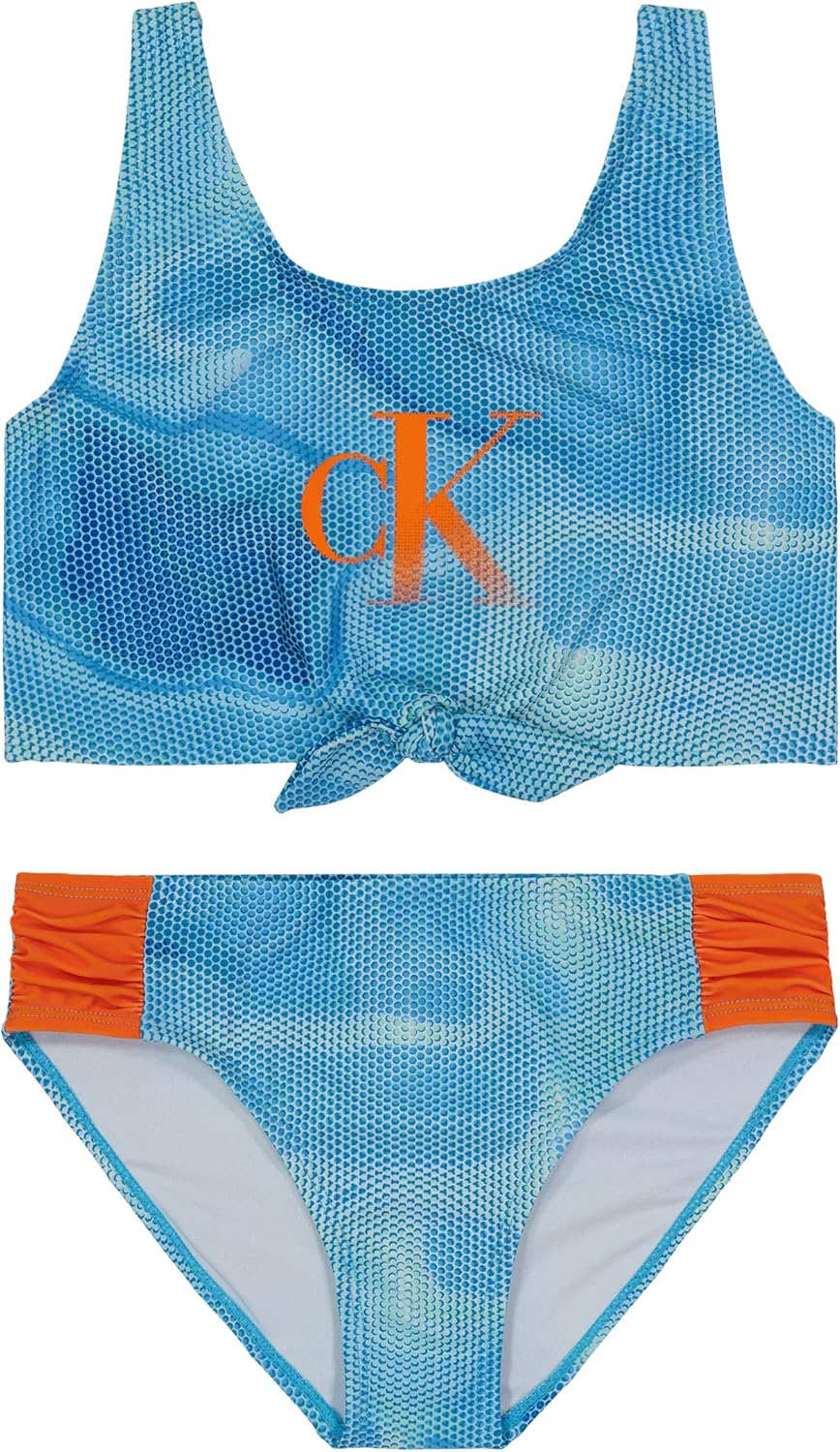 

Слитные и раздельные купальники-бикини Calvin Klein для девочек с защитой от солнца UPF 50+, быстросохнущие., Bonnie Blue