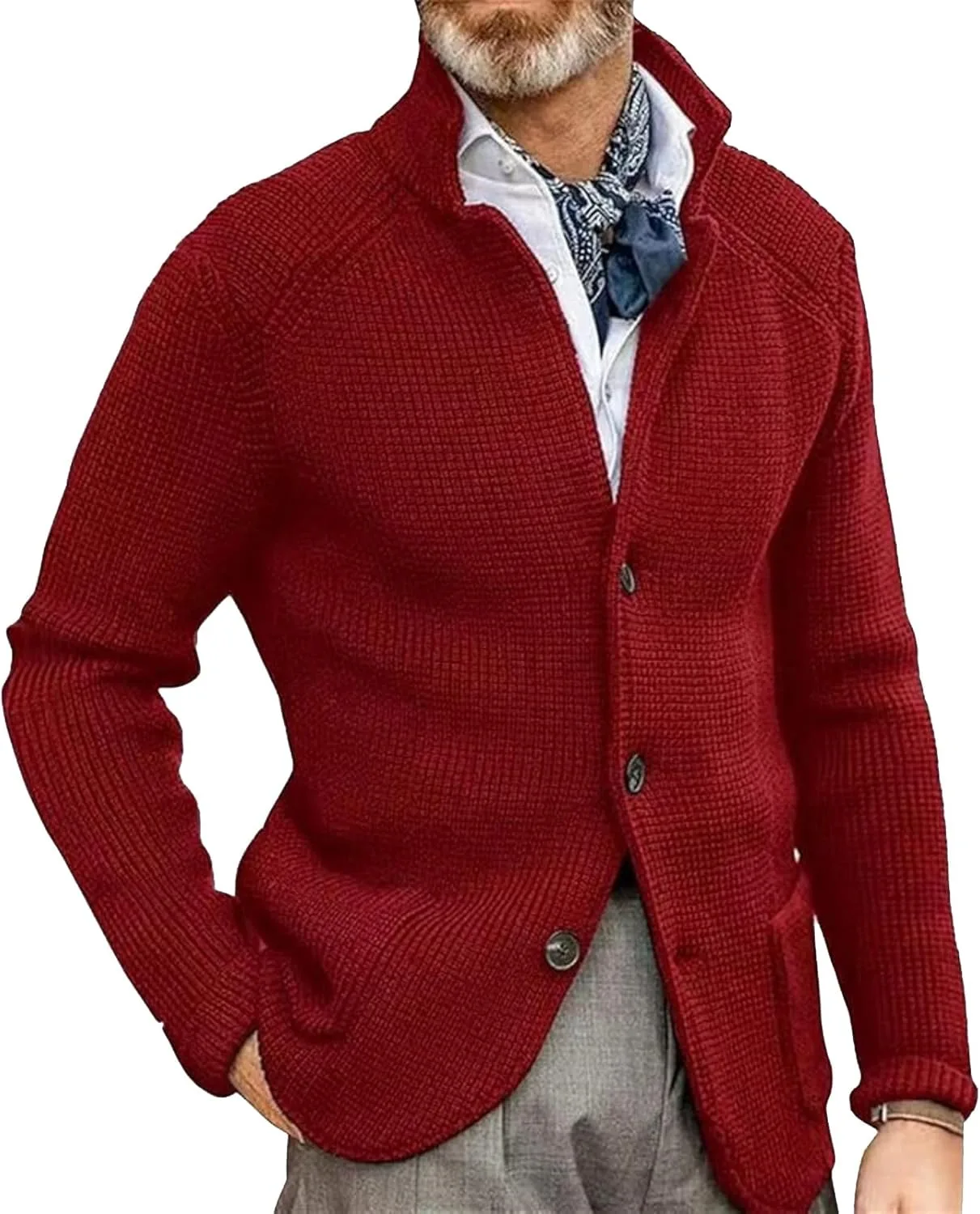 

Мужской кардиган на пуговицах с четвертью молнии