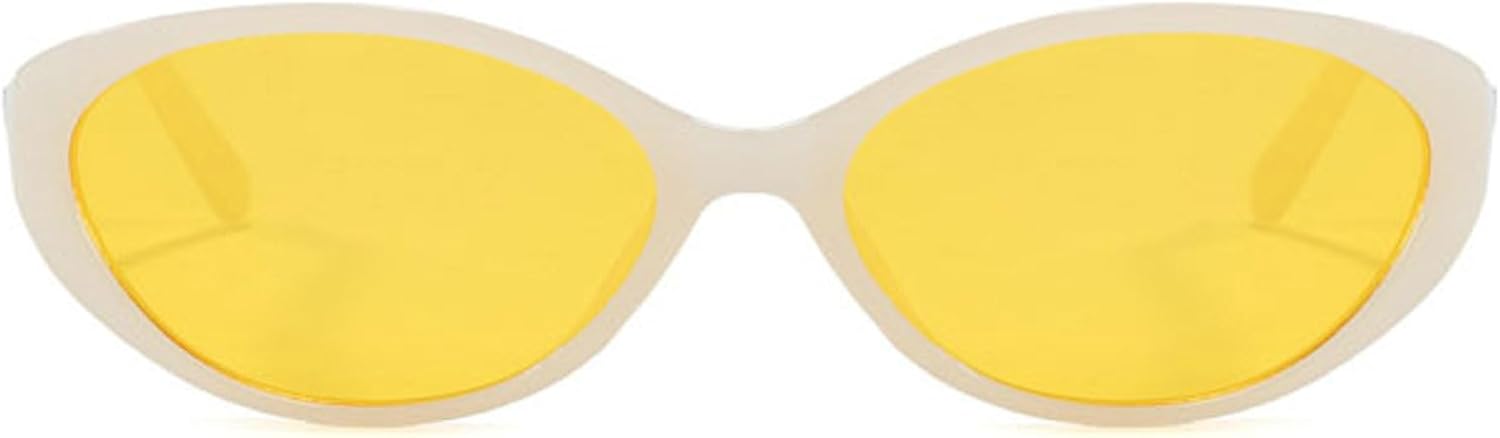 

Ретро овальные солнцезащитные очки для женщин 2025 года, стильные женские солнцезащитные очки в стиле 90-х, винтажные солнцезащитные очки с защитой от УФ-излучения UV400 mincl, White Yellow