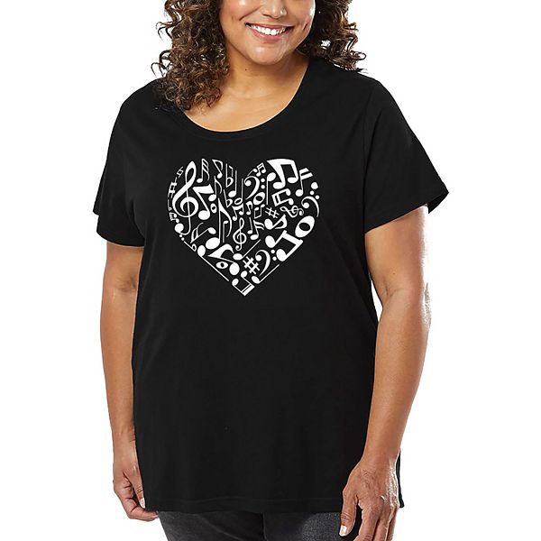 

Футболка с принтом Women's plus size - Heart Notes La Pop Art, Black