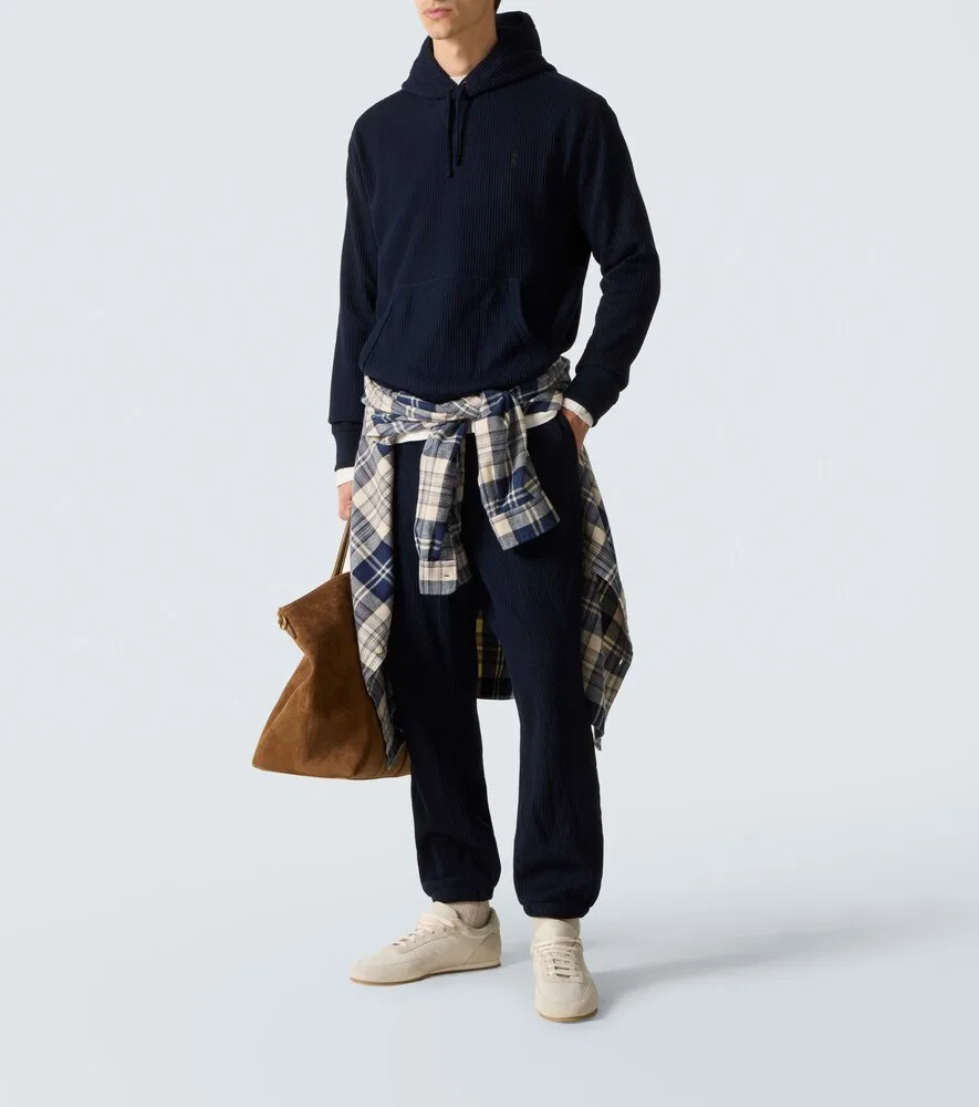 Худи из вафельной вязки Polo Ralph Lauren, синий — фото 2