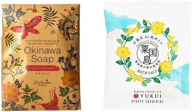 Набор для ванны и мыло: мыло ручной работы с гибискусом + соль для ванн, La Cucina, 2 шт., 120 г
