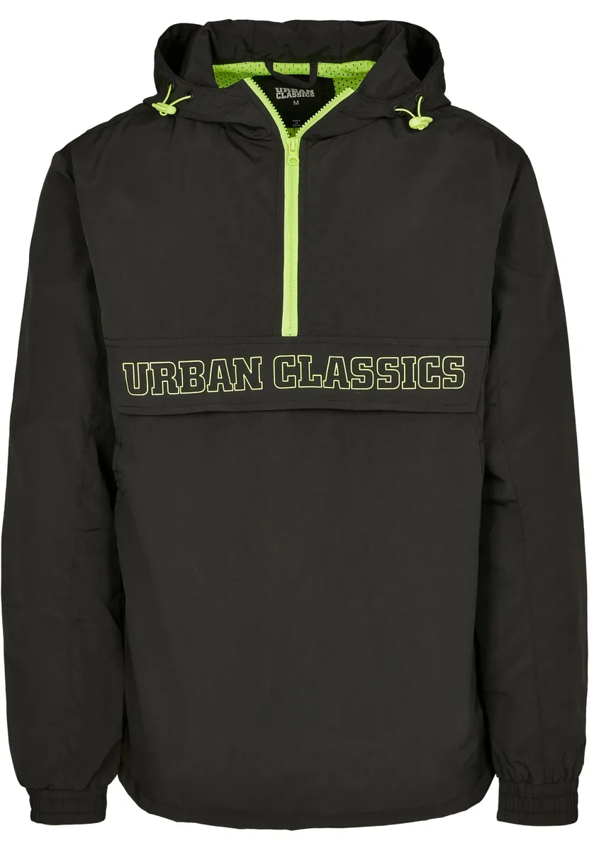 

Анорак URBAN CLASSICS " Urban Classics Men's Contrast Pullover Jacket" (1 шт.), с капюшоном, черный