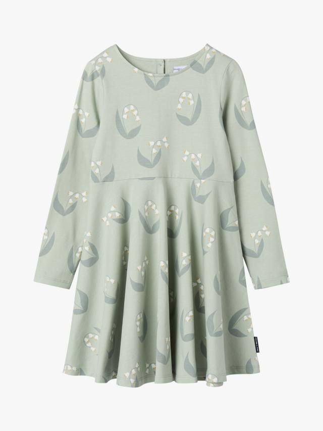 

Детское платье-трапеция с принтом лилии Polarn O. Pyret, Duck Egg Blue