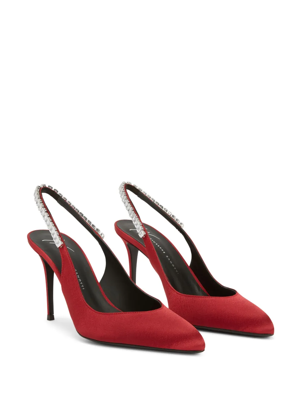 Атласные туфли Rachyl, украшенные кристаллами Giuseppe Zanotti, красный — фото 2