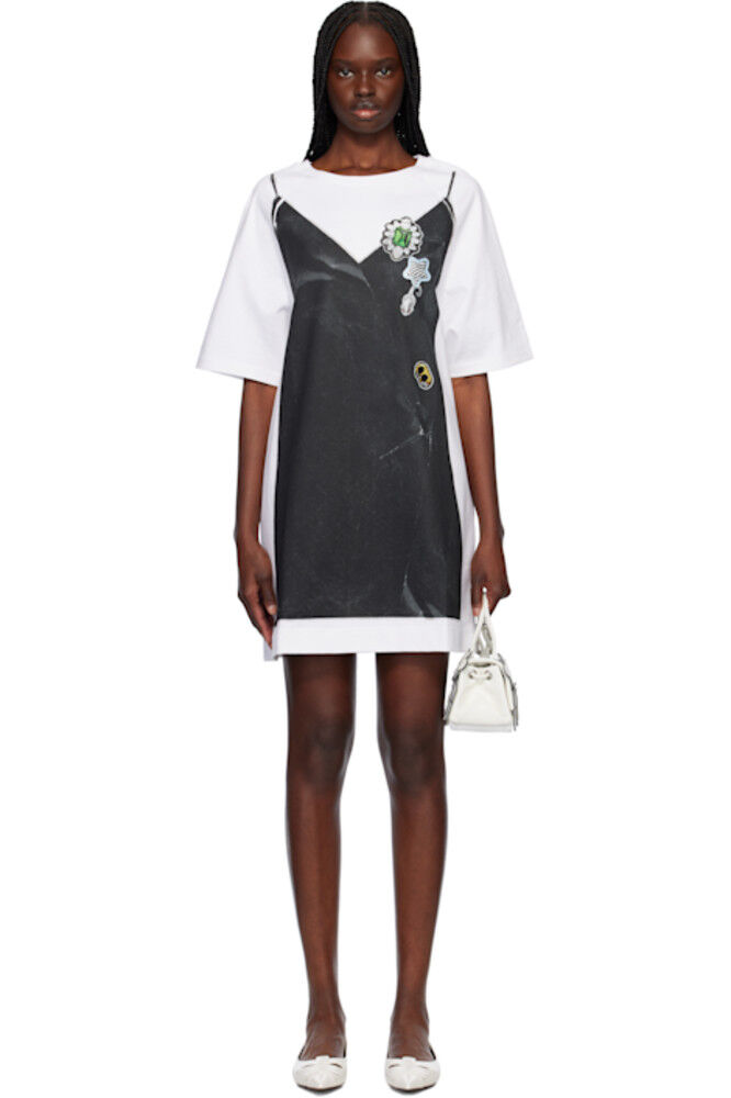 

Бело-черное мини-платье-футболка Trompe L'oeil Marc Jacobs