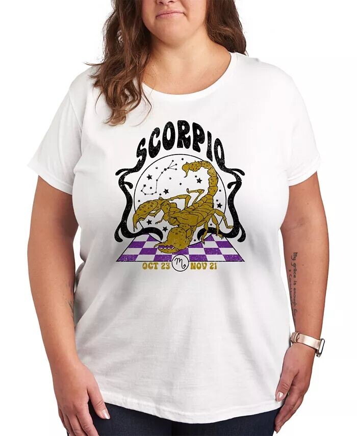 

Футболка большого размера с рисунком Zodiac Скорпион Hybrid Apparel, белый