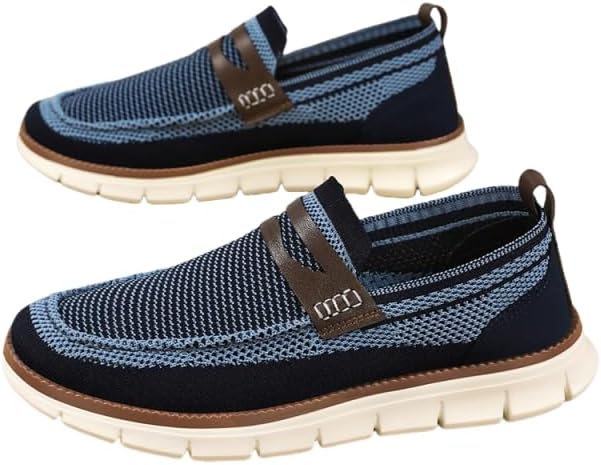 

Мужские лоферы больших размеров с дышащей тканью, удобные прогулочные туфли с нескользящей подошвой для активного отдыха на улице Azttoztto, синий