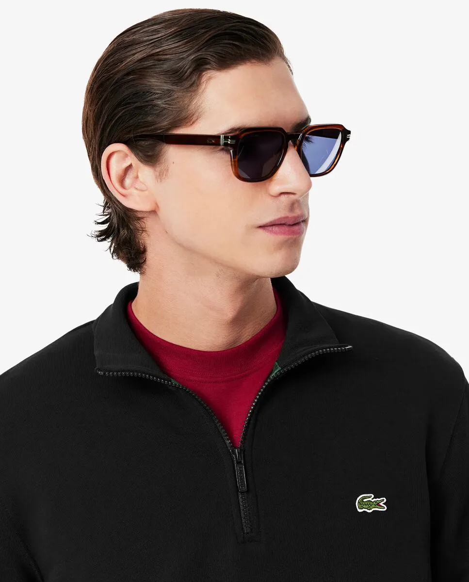 Мужская толстовка с высоким воротником на молнии из флиса Lacoste, черный — фото 3