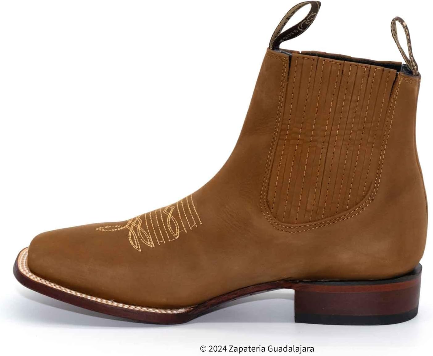 

Мужские короткие ковбойские сапоги Nuestratradicionmex из натуральной кожи с квадратным носком, ботинки для мужчин с квадратным носком, Tabacco