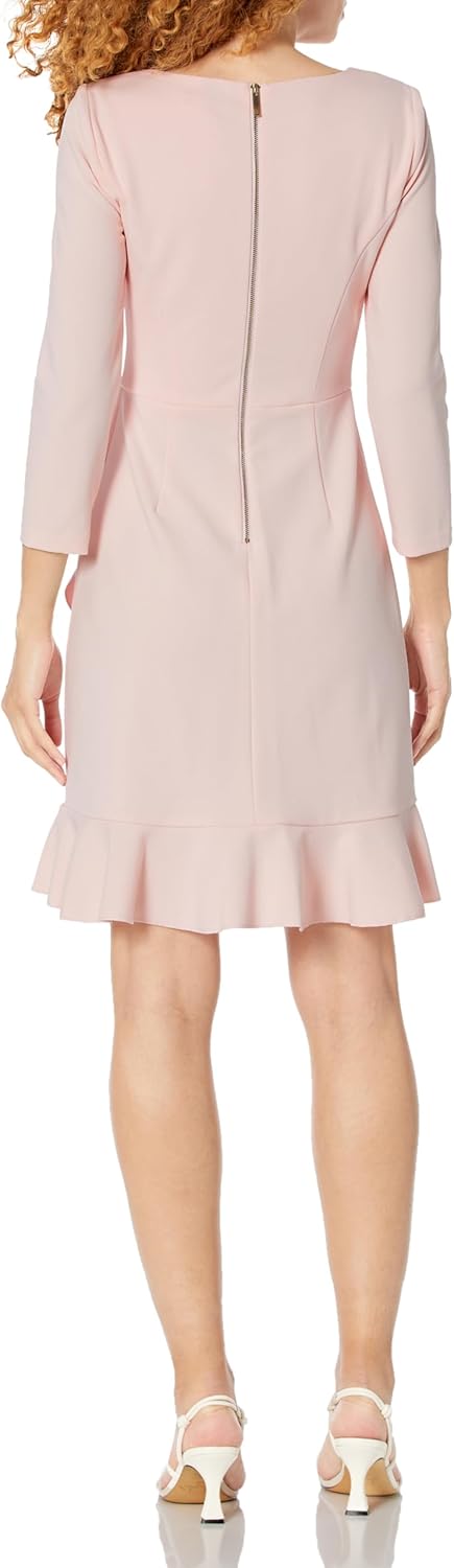 Женское платье-футляр Tommy Hilfiger с круглым вырезом и оборками, Ballerina Pink — фото 2