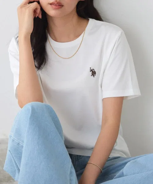 Женская футболка U.S. POLO ASSN. с логотипом Pierrot белая — фото 2