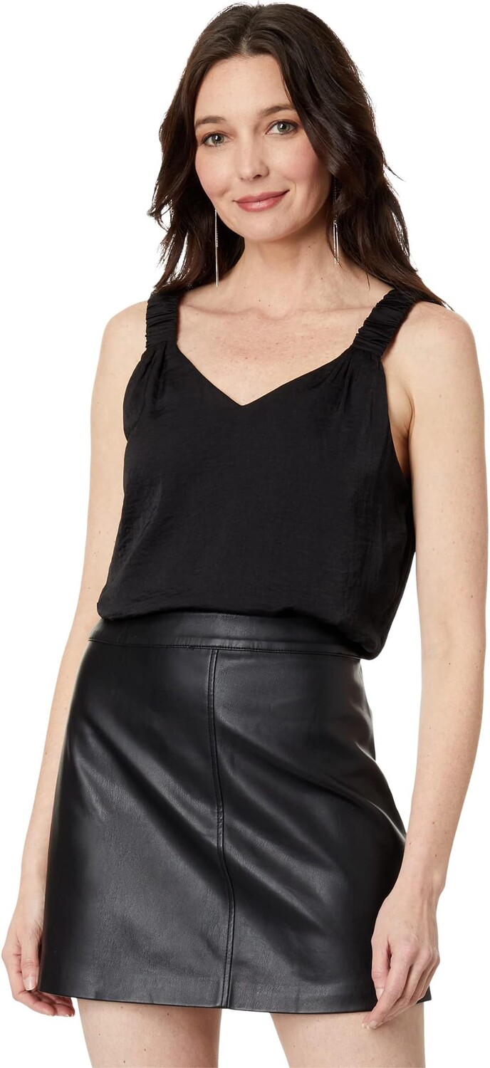 

Топ Vince Camuto Sleeveless Ruffle Strap Rumple Tank, цвет Rich Black