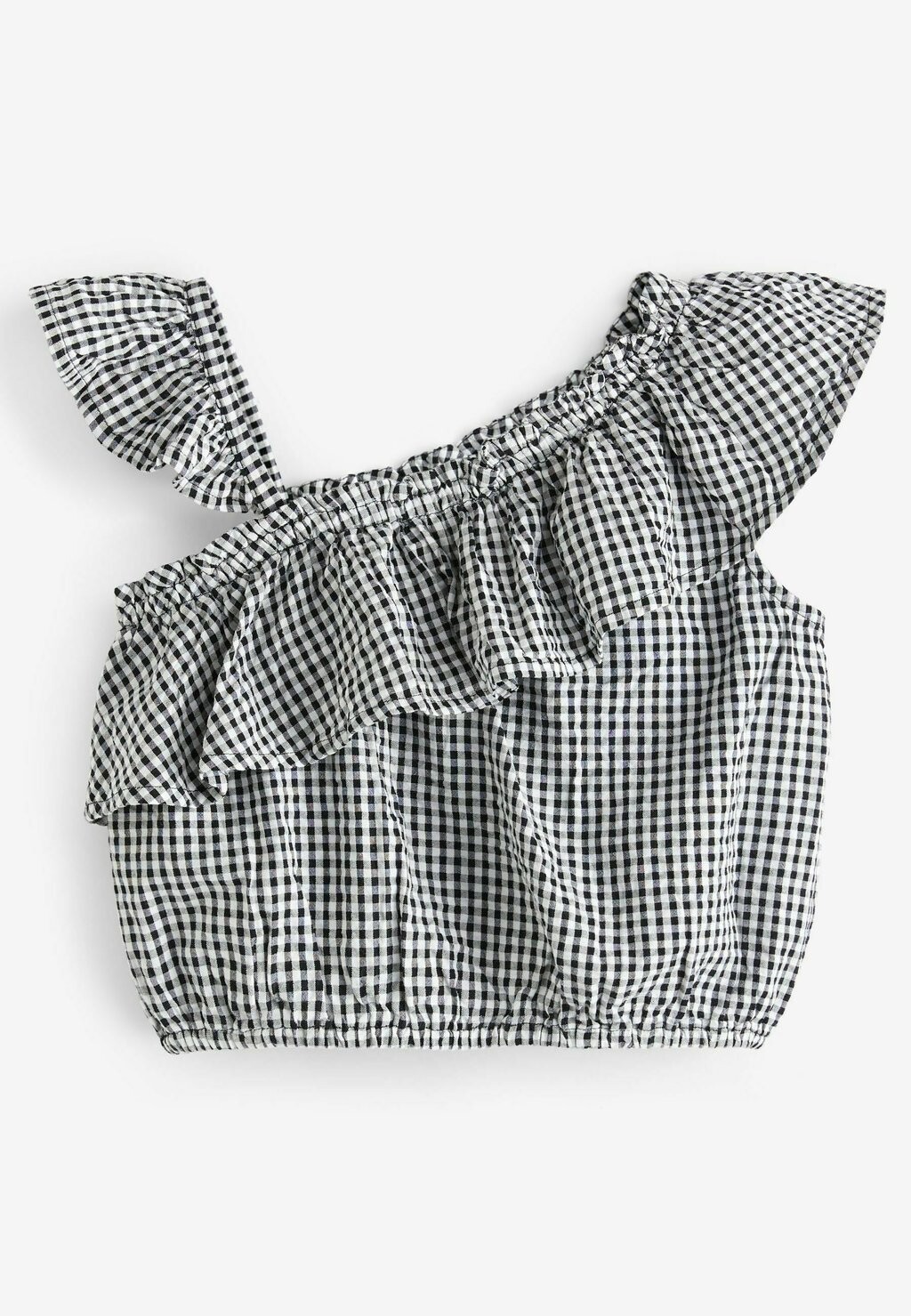 

Блузка One-Shoulder Frill Regular Fit Next, черно-белая клетка