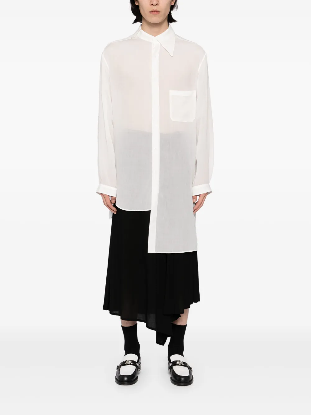 Рубашка с асимметричным подолом Yohji Yamamoto, нейтральный — фото 2
