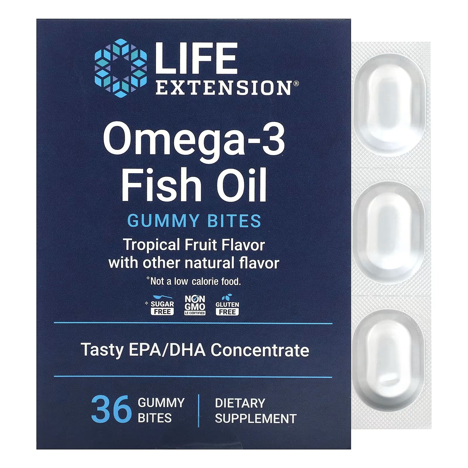

Life Extension Omega-3 Жевательные конфеты с рыбьим жиром и тропическими фруктами 36 жевательных конфет