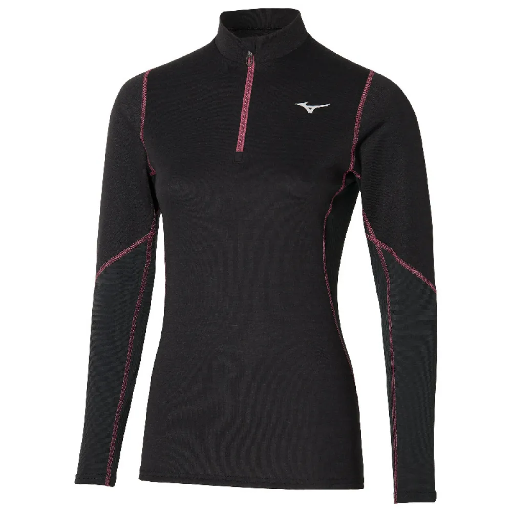 

Футболка Mizuno Merino half zip long sleeve, черный