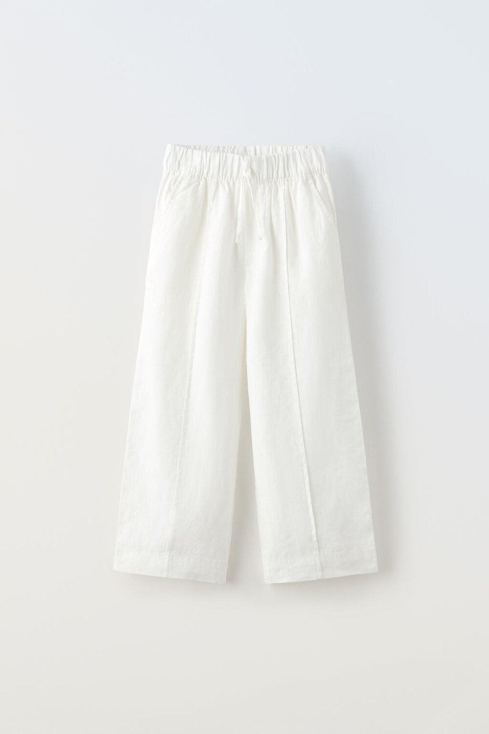 

Прямые льняные брюки ZARA, белый