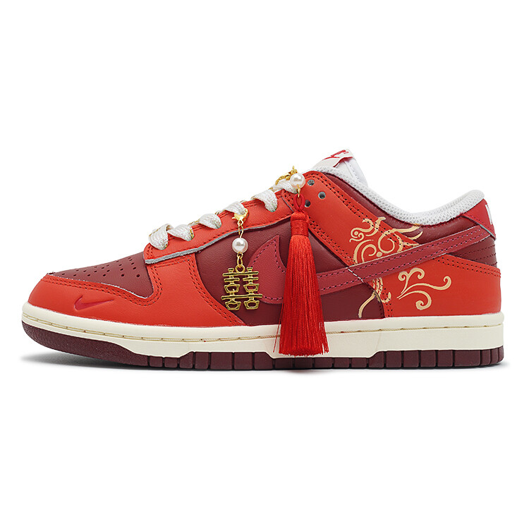 

Кроссовки для скейтбординга Dunk женские, низкие, красный/белый Nike