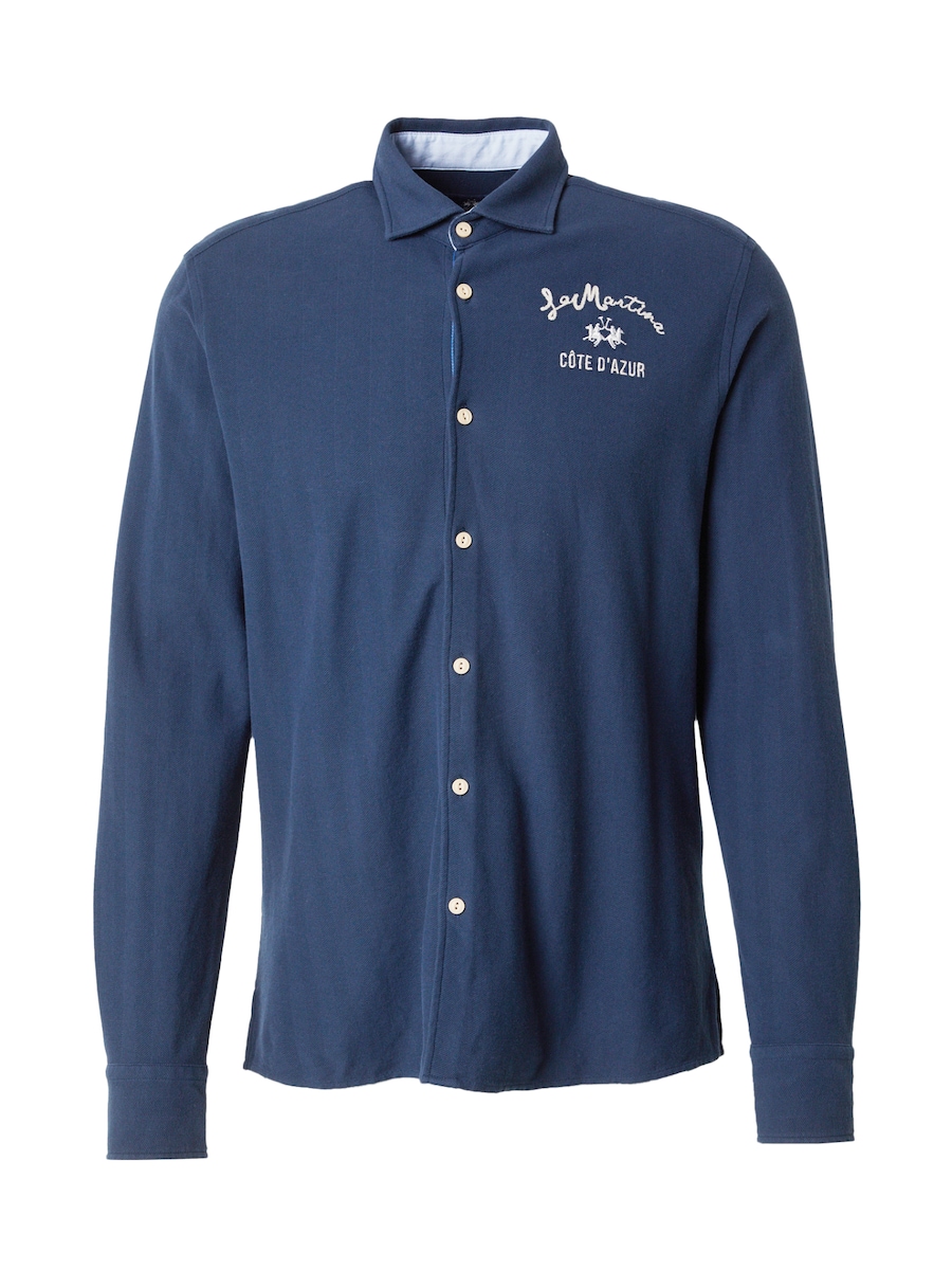 

Рубашка на пуговицах классического кроя La Martina, синий