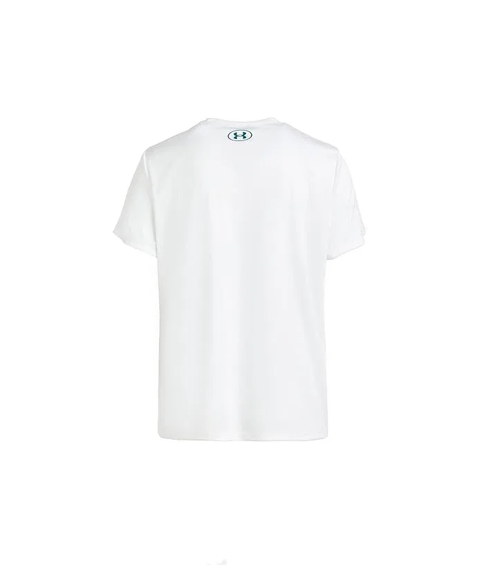 Футболка Tech Logo Graphic Short Sleeve Crew Under Armour Kids, White/Boundless Blue — фото 2