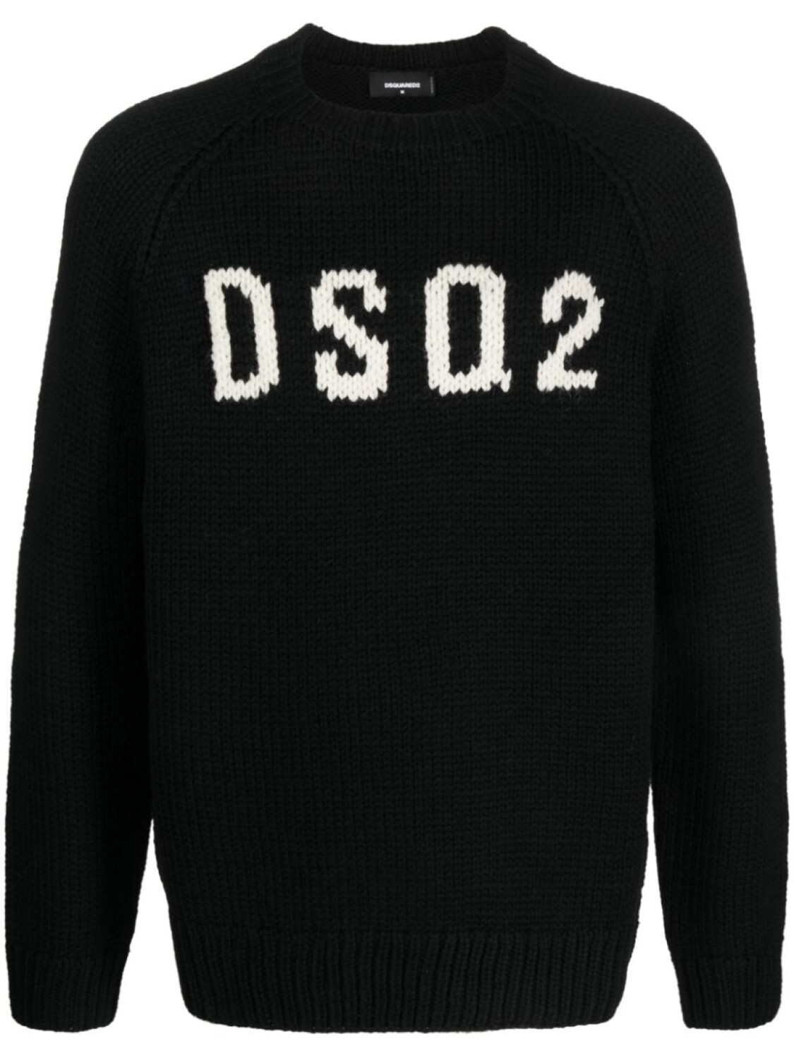 

Dsquared2 шерстяной джемпер вязки интарсия с логотипом, черный