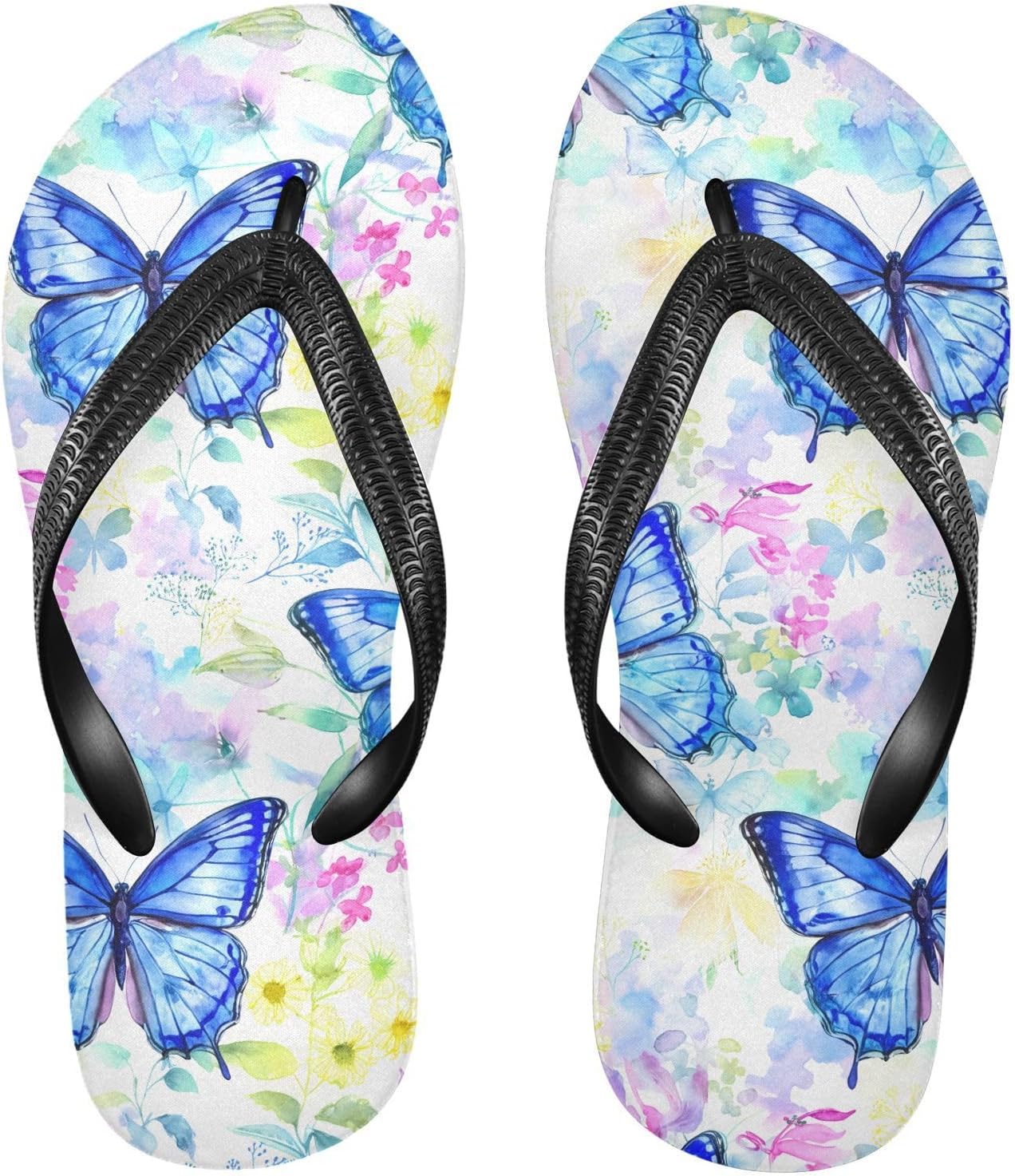 

Мужские и женские шлепанцы с Сандалиими-бабочками с цветочным акварельным принтом, белые пляжные резиновые шлепанцы с антискользящей подошвой, летняя обувь для душа Sinestour