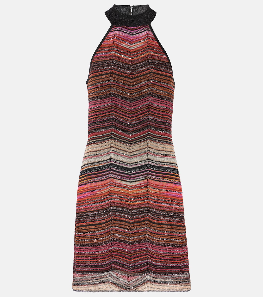 

Мини-платье с металлическим принтом Zig Zag Missoni, Multi Black, Gold, Fucsia Red